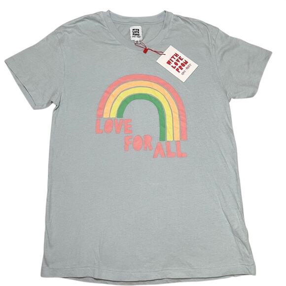 With Love From Emily + Meritt The Slim‎ Tee Love For All Size XS Mist Blue - Picture 1 of 10